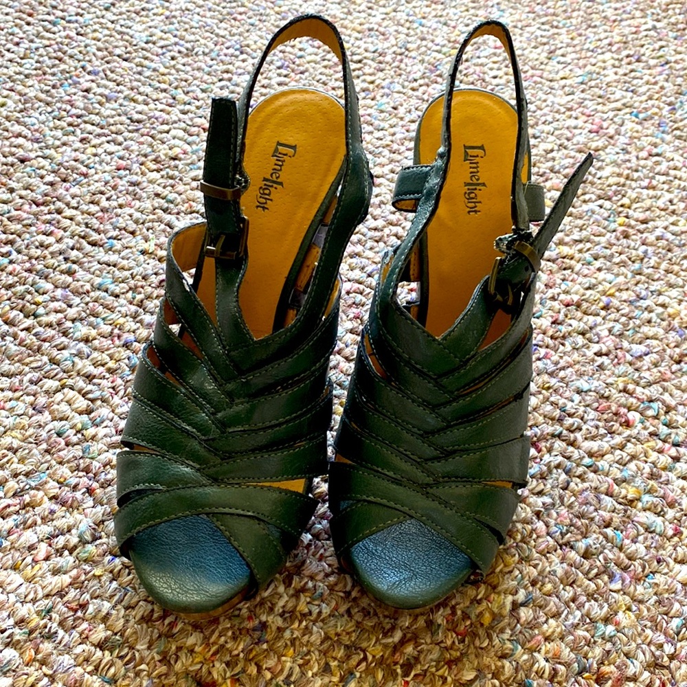 Limelight forest green platform sexy heels